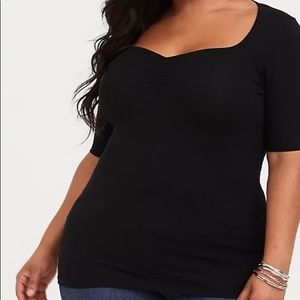 Torrid 1 Black Cinched Sweetheart Foxy Top